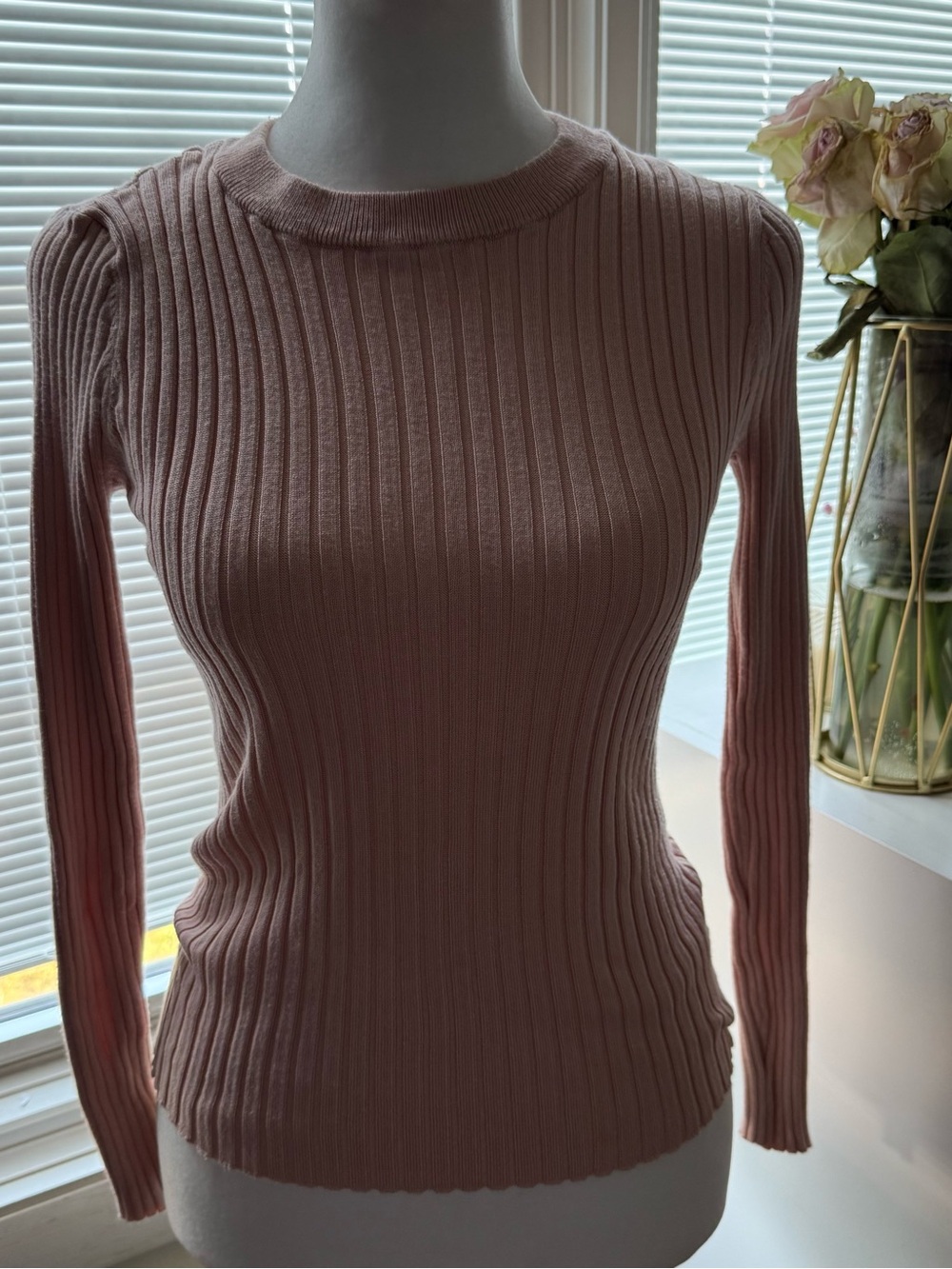 Nine West Ribbed Knit Top in Blush